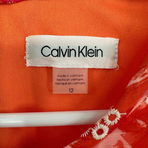 Calvin Klein Size 12 Sleeveless Sundress Floral Asymmetrical Hem Keyhole Back - Picture 3 of 3